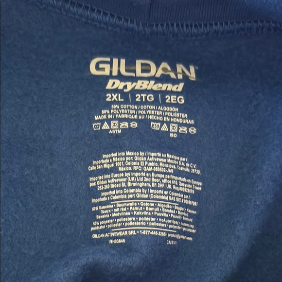 Gildan Blue Hoodie Sweatshirt with Long Sleeves With Under Armor - Picture 2 of 4